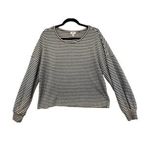 BKE Womens Sweater M Navy White Striped Long Sleeve